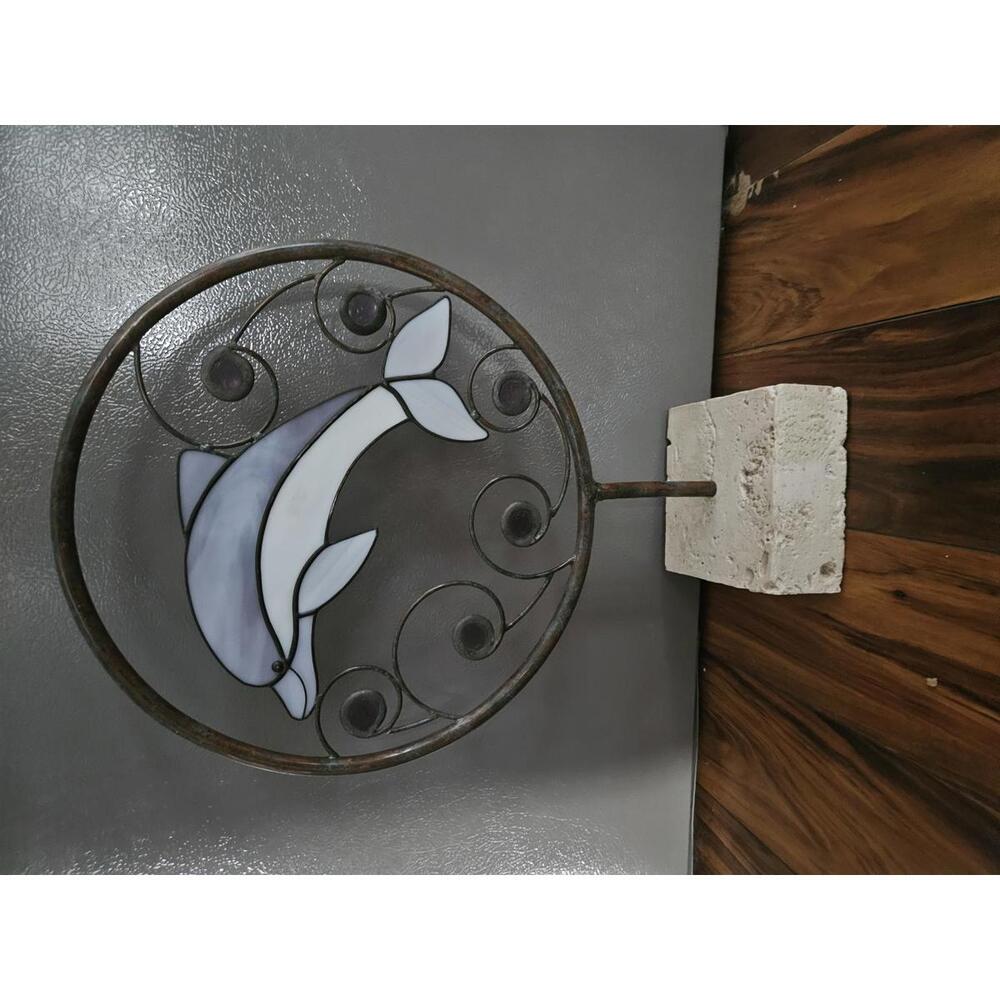 Dolphin stained glass